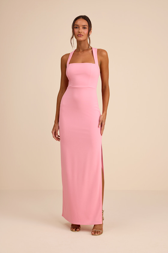 Image of Glamorous Dedication Light Pink Sleeveless Column Maxi Dress