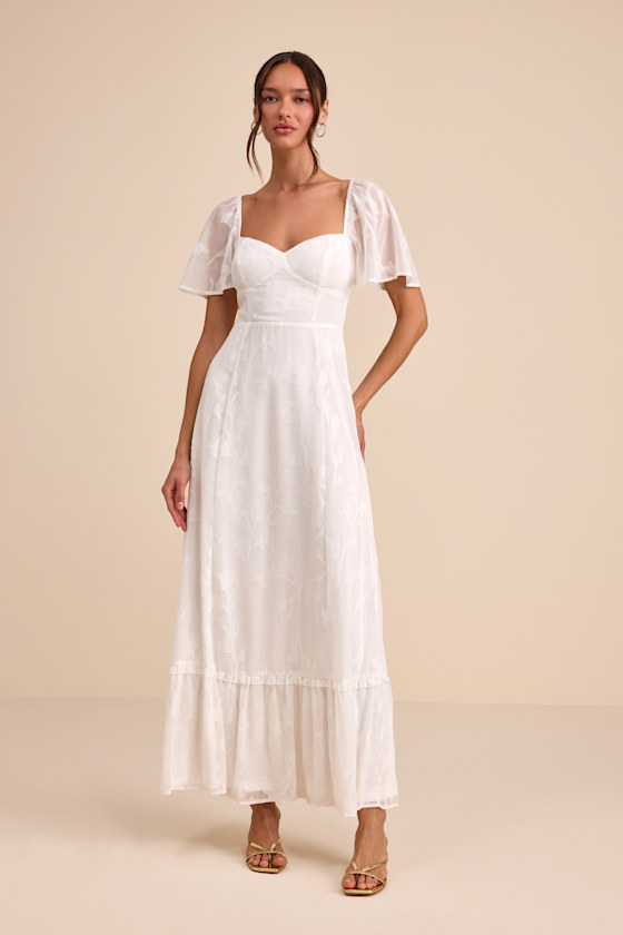 Image of Tailor Made For You White Jacquard Lace Up Maxi Dress