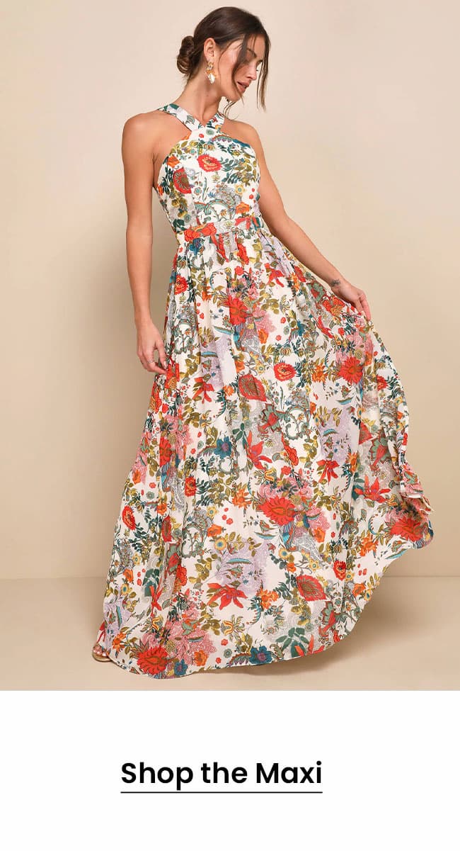 Image of Lilja Cream Floral Print Maxi Dress