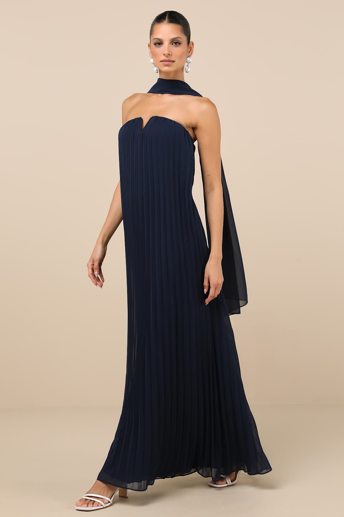 Image of Marilina Lavender Pleated Twist Front Maxi Dress