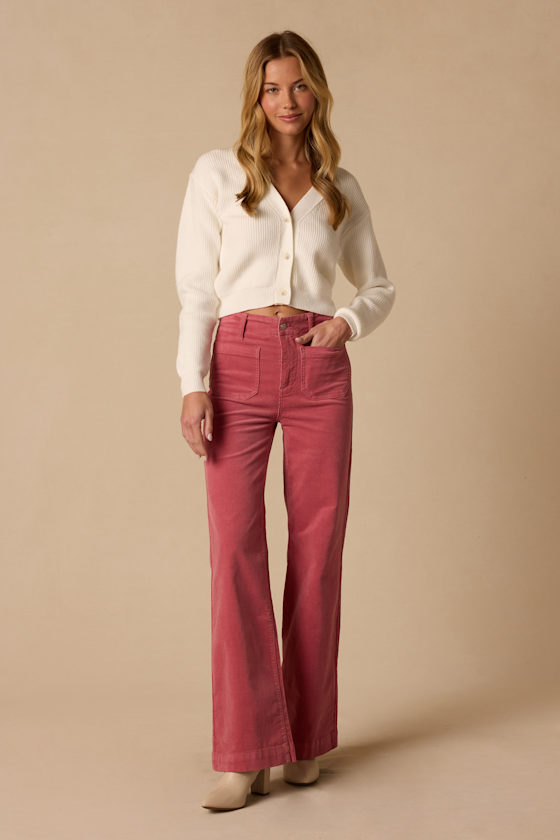 Image of Sav Dusty Rose Wide Leg Corduroy Jeans