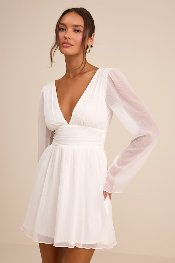 Image of Lovable Aesthetic White Embroidered Tie Strap Mini Dress