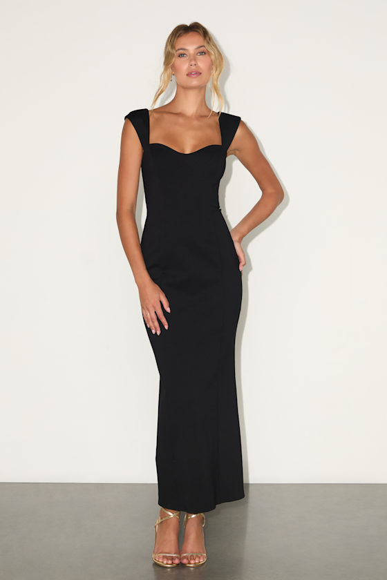 Image of Samai Black Cap Sleeve Bodycon Midi Dress