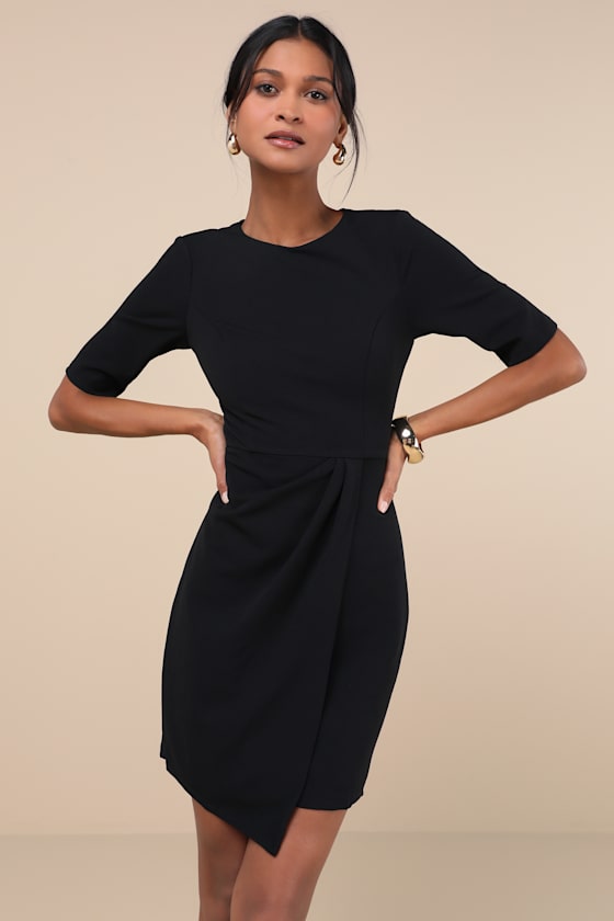 Image of Westwood Black Half Sleeve Sheath Dress