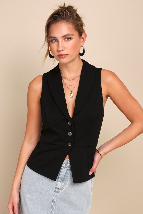 Image of Heightened Vibes Black Sleeveless Vest Top