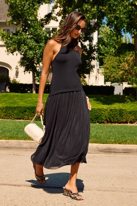 Image of Drusilla Black Drop Waist Midi Dress
