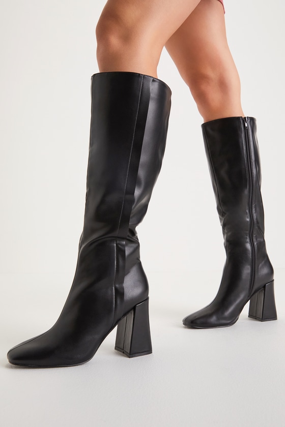 Image of Magnolia Black Square Toe Knee High Boots