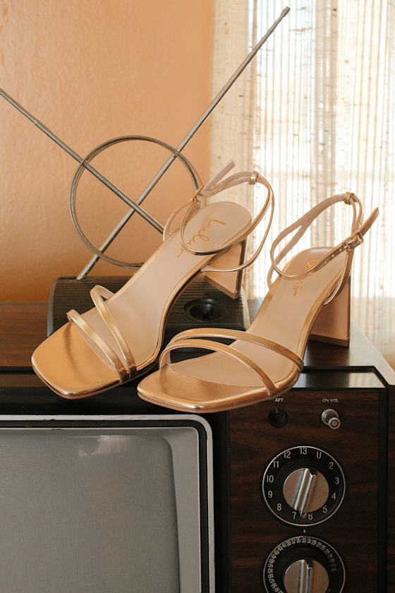 Image of Loxley Gold Ankle Strap High Heel Sandals
