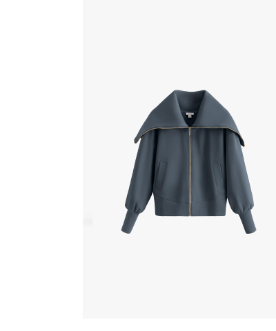 Fleece Oversized Collar Sweatshirt Storm