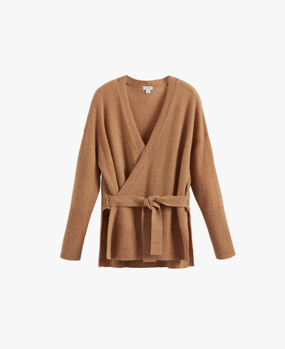 Single Origin Cashmere Wrap Sweater Camel