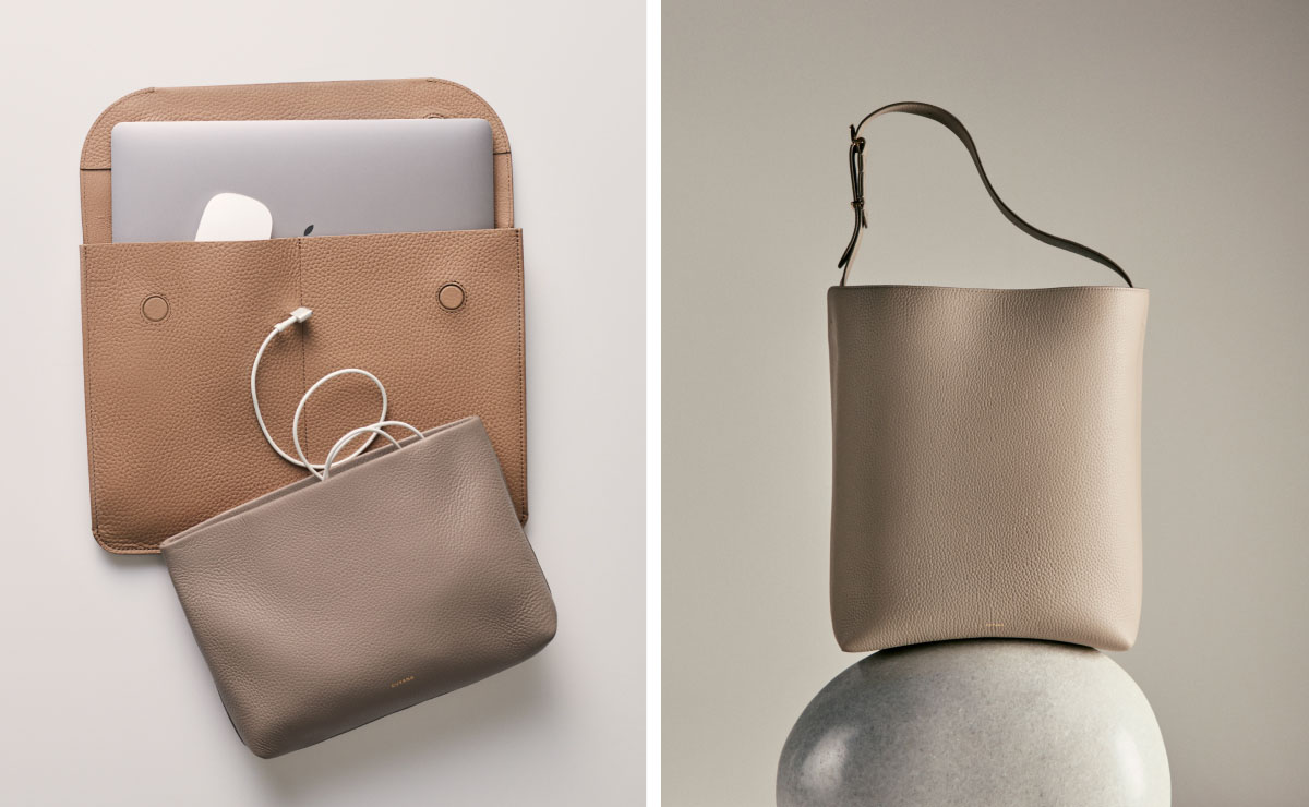 Tech Carryall 13-Inch Cappuccino, Small Zipper Pouch Clay, Oversized Linea Stone