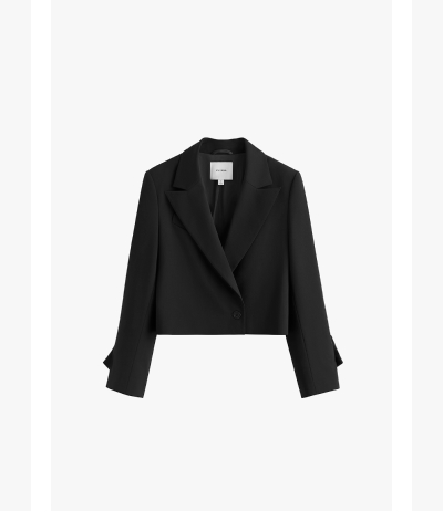 Wool Cropped Blazer Black