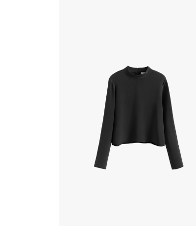 Silk Mock Neck Top Black
