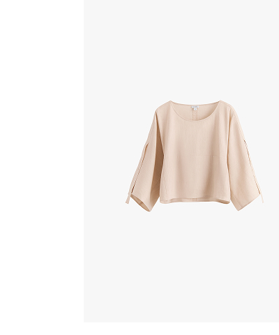 Linen Adjustable Sleeve Top Sand