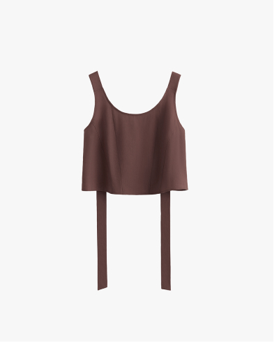 Linen Cropped Tank Coffee