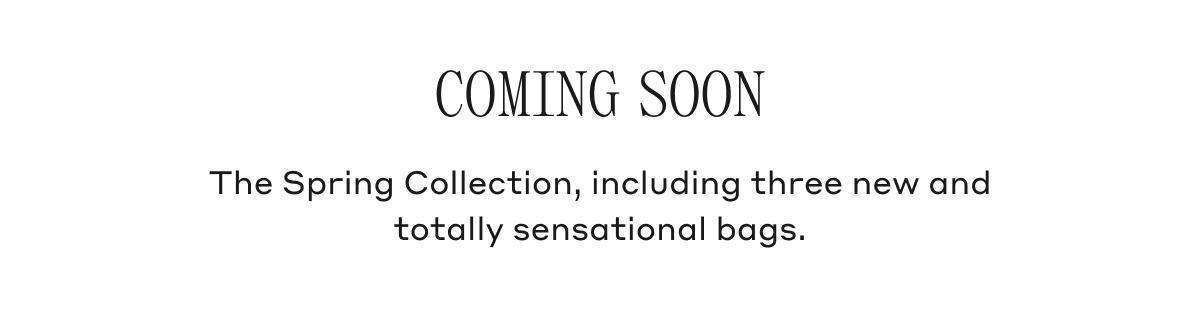 COMING SOON The Spring Collection, including three new and totally sensational bags.