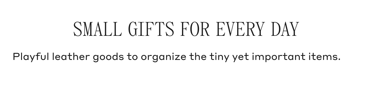 SMALL GIFTS FOR EVERY DAY Playful leather goods to organize the tiny yet important items.