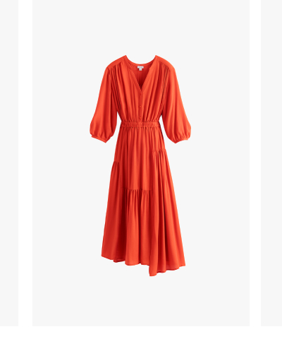 Tencel Gathered Panel Dress Lipstick