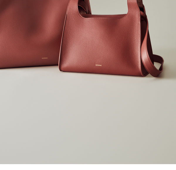 Double Loop Bag and Mini Double Loop Bag in Dark Terracotta