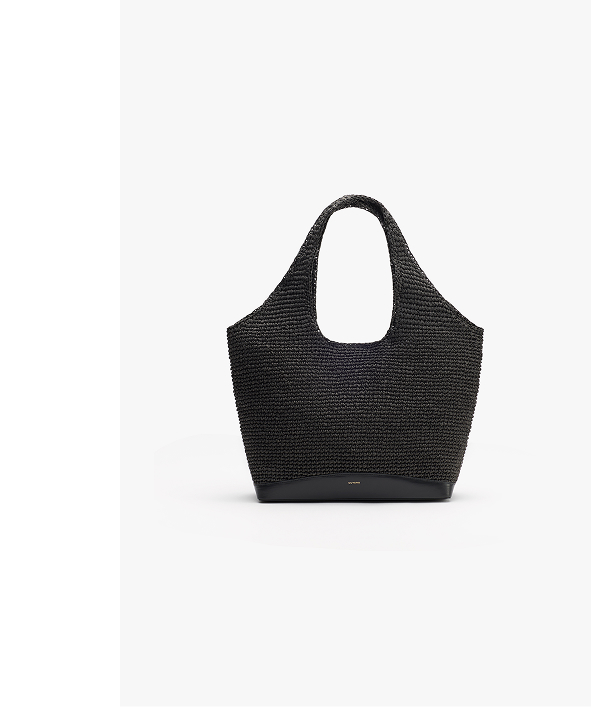 Large Raffia Tote Black