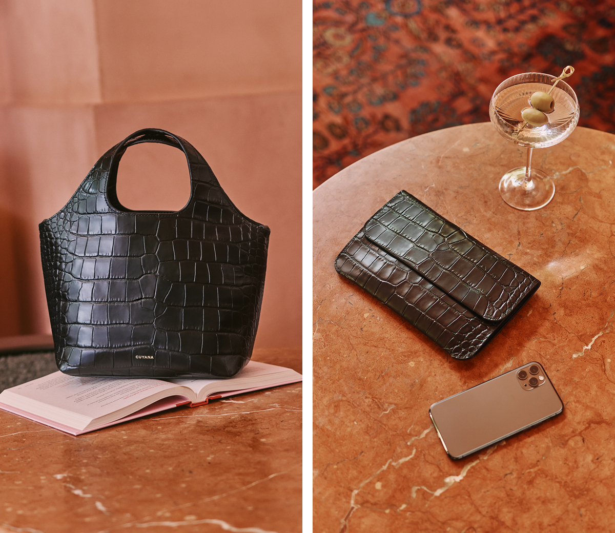 Mini System Tote and System Flap Bag in Croco