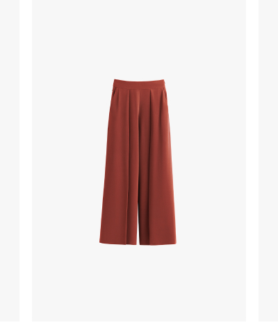 Silk Pleated Pant Dark Terracotta