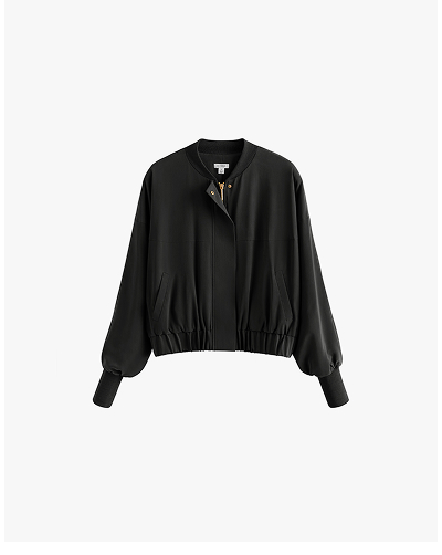 Washable Silk Relaxed Bomber Black