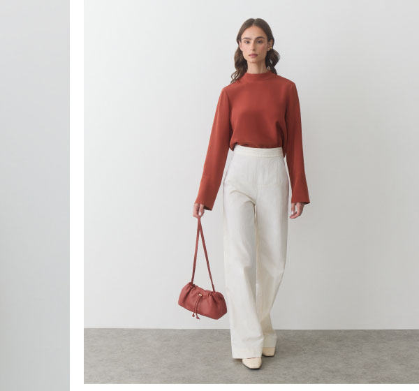 Mini Dia Bag Dark Terracotta and Silk Mock Neck Top Dark Terracotta