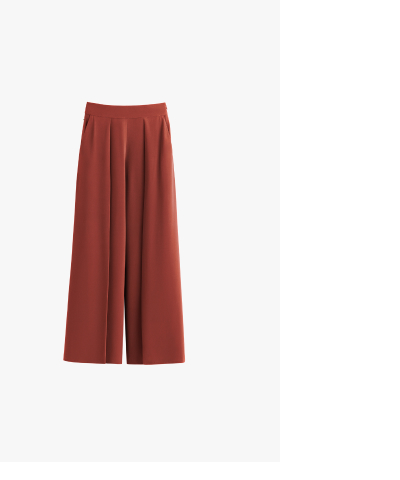 Silk Pleated Pant Dark Terracotta