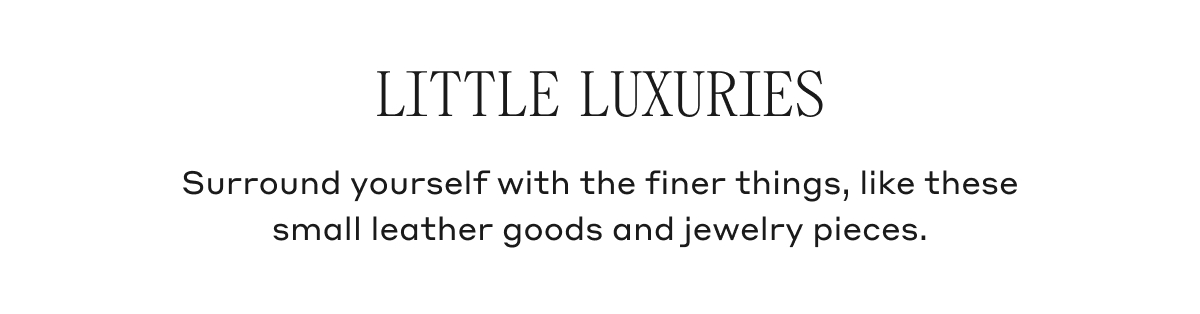 LITTLE LUXURIES Surround yourself with the finer things, like these small leather goods and jewelry pieces.