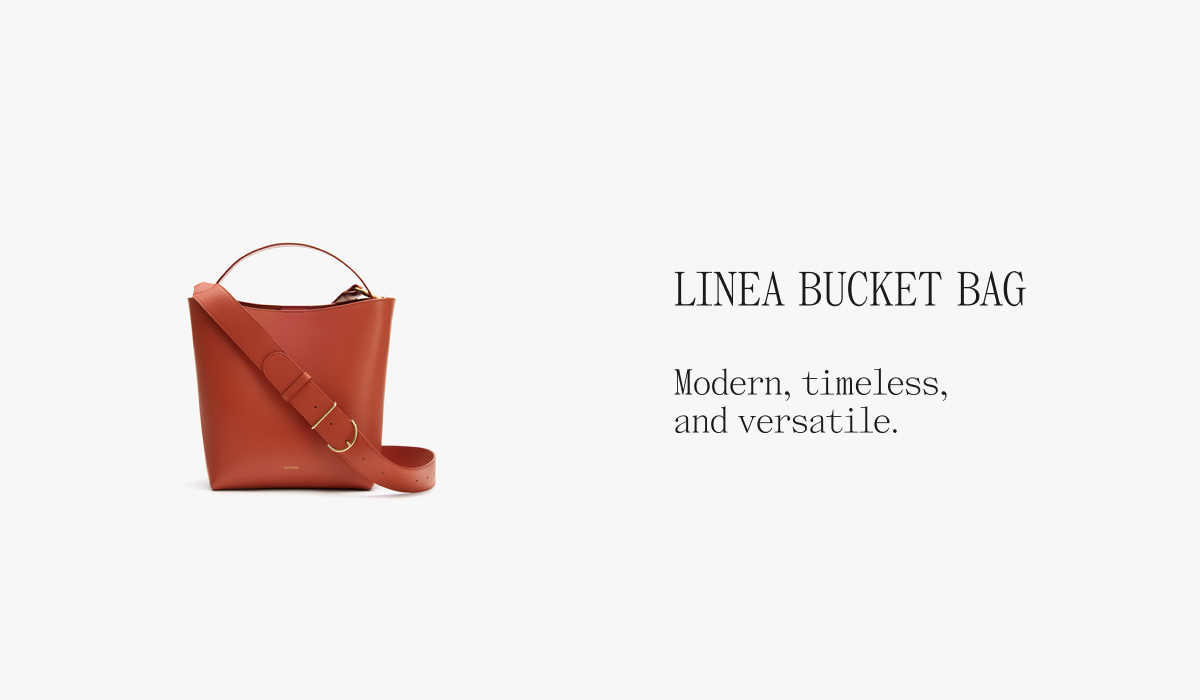 Linea Bucket Bag Modern, timeless, and versatile.