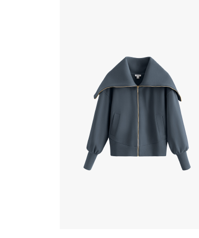 Fleece Oversized Collar Sweatshirt Storm