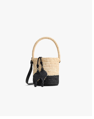 Toquilla Mini Bucket Bag Natural/ Black