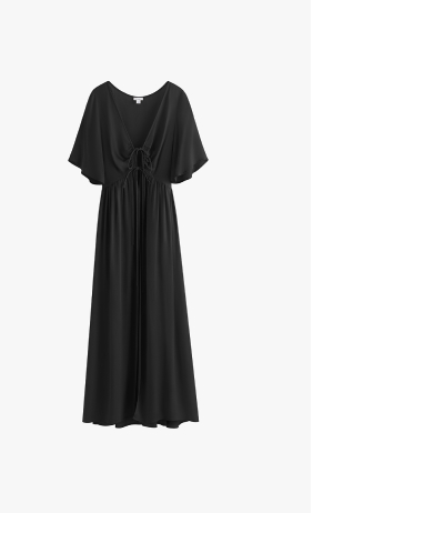 Tencel Tie Front Cover-Up Black
