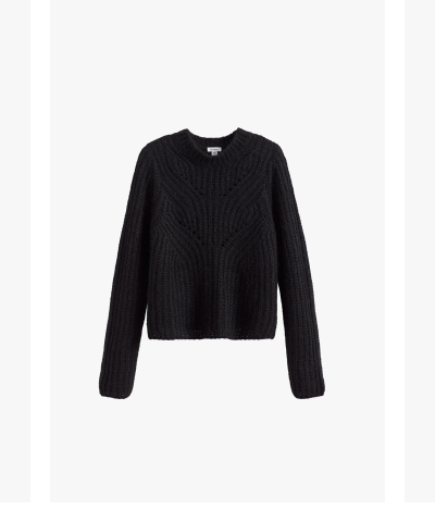 Alpaca Wool Crewneck Sweater Black