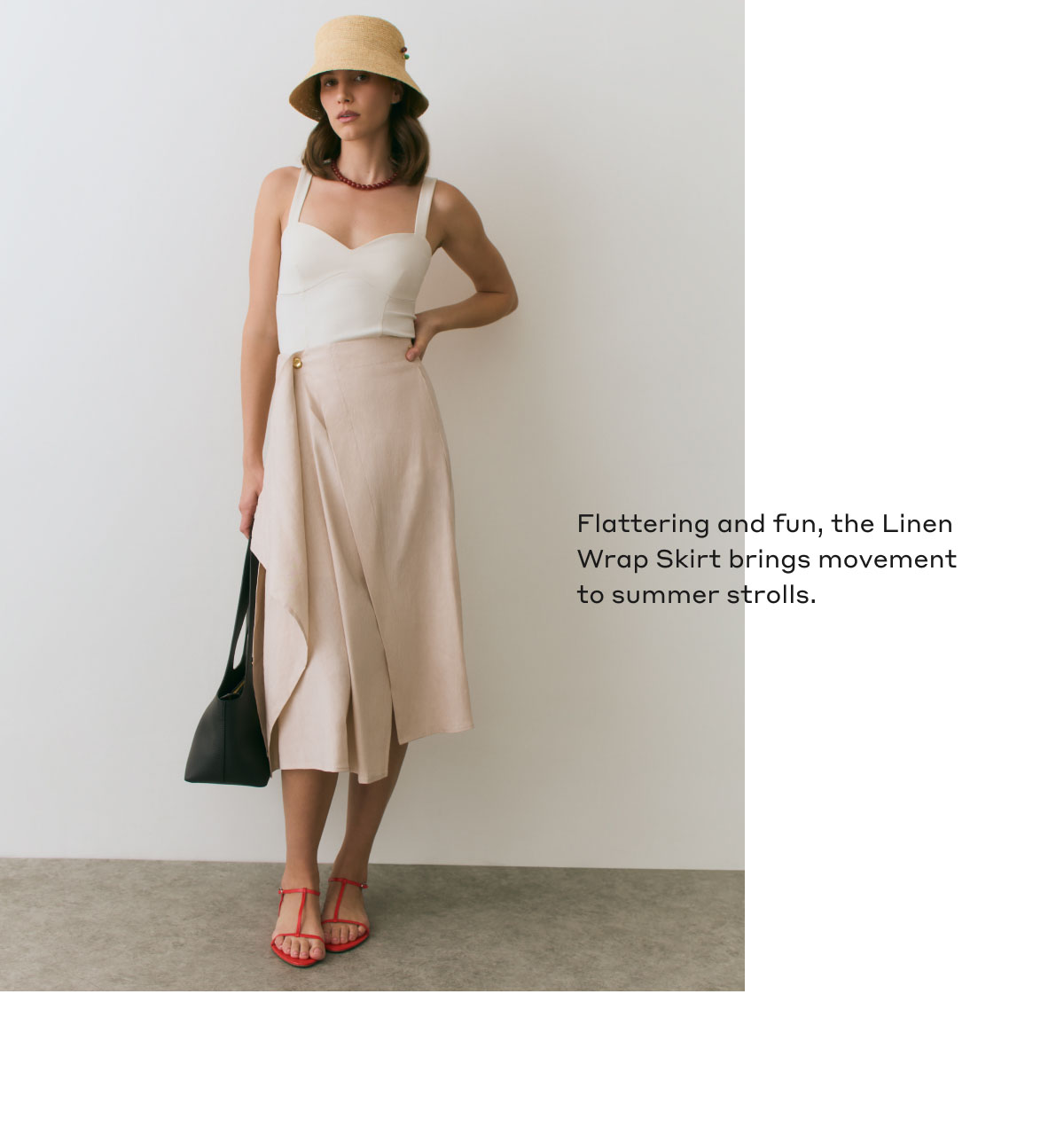 Flattering and fun, the Linen Wrap Skirt brings movement to summer strolls.