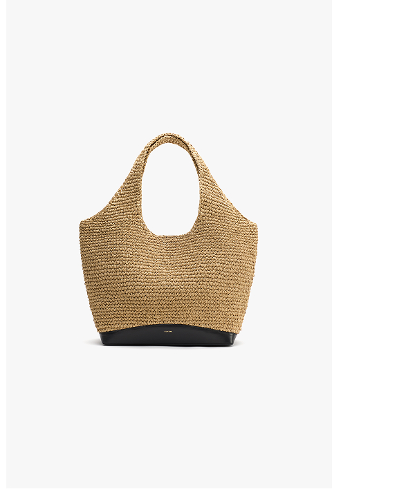 Large Raffia Tote Bag Dark Natural