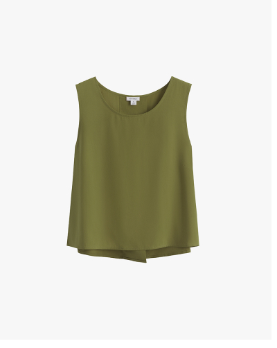 Washable Silk Cropped Overlay Moss