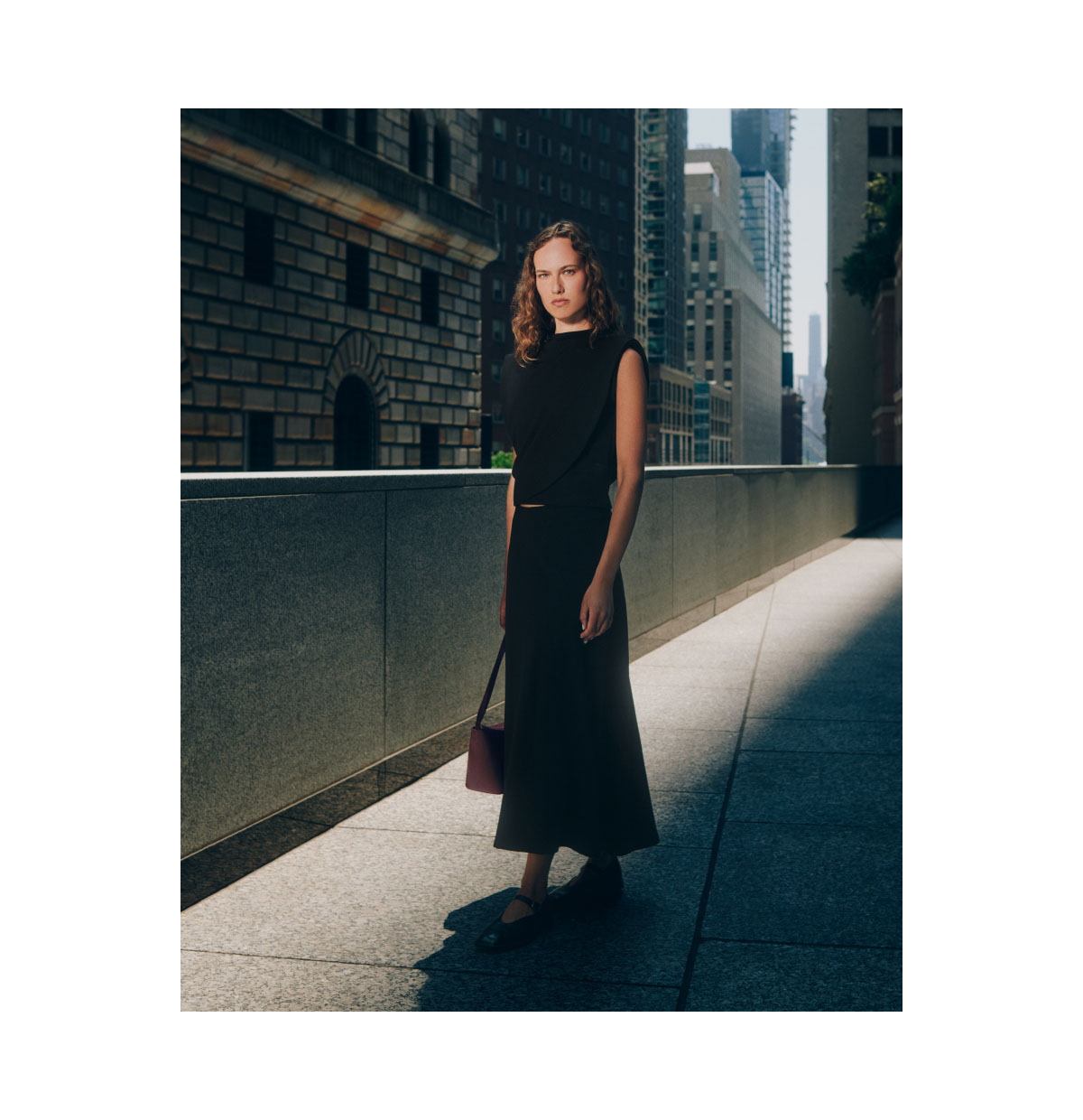 Ponte Pleat Front Skirt and Ponte Asymmetrical Top