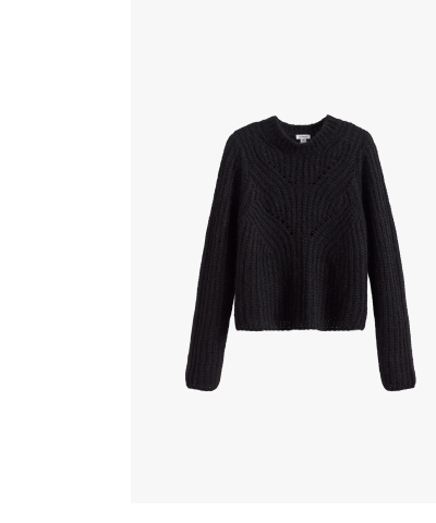 Alpaca Wool Crewneck Sweater Black