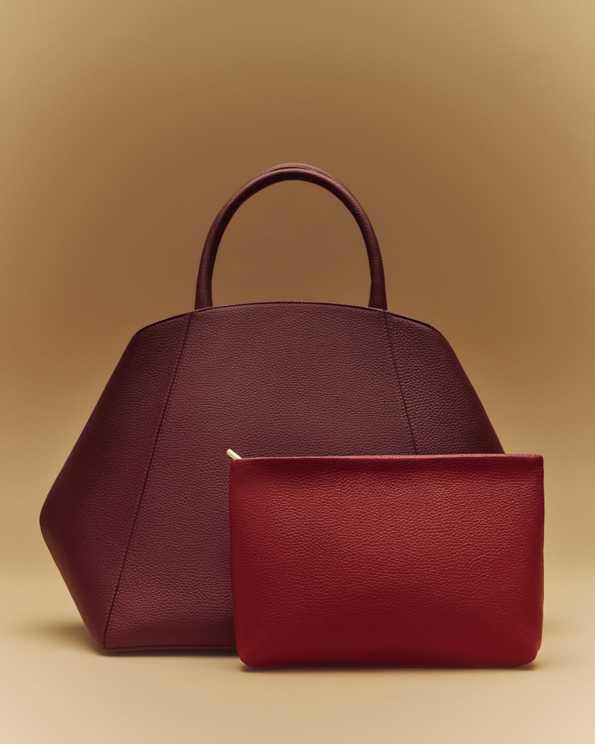 Forma Satchel Cherry, Small Zipper Pouch Sangria