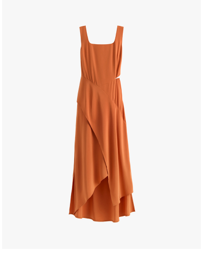 Silk Cut Out Dress Saffron