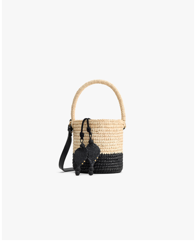 Toquilla Mini Bucket Bag Natural/ Black
