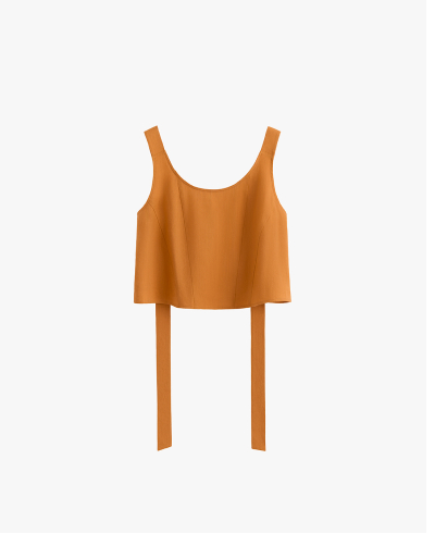 Linen Cropped Tank Saffron