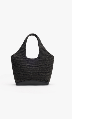 Large Raffia Tote Black