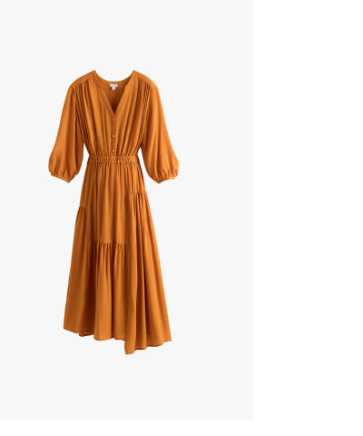 Tencel Gathered Panel Dress Saffron