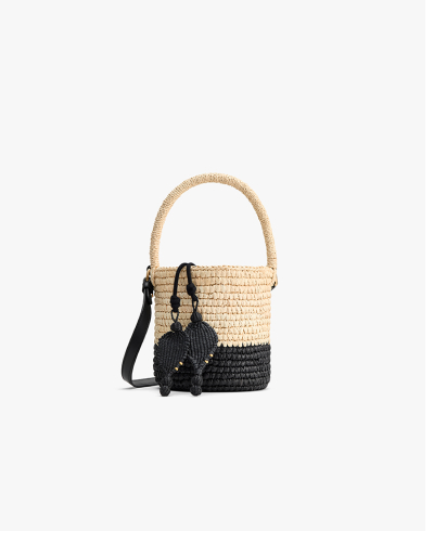 Toquilla Mini Bucket Bag Natural/ Black