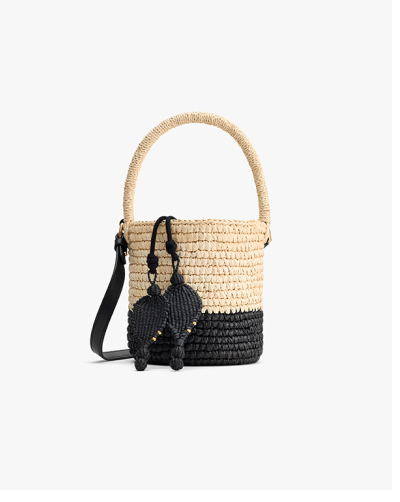 Toquilla Mini Bucket Bag Natural/ Black