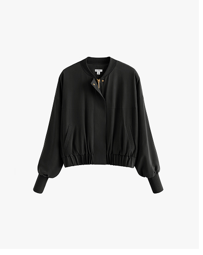 Washable Silk Relaxed Bomber Black