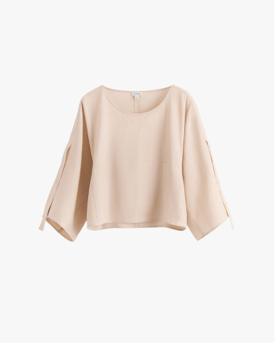 Linen Adjustable Sleeve Top Sand